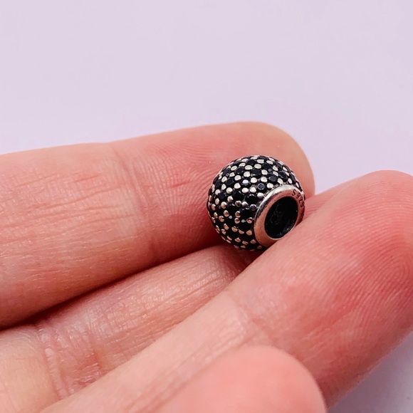 EUC Pandora 791051NCK Sterling Silver Pave Lights Bead w/ Black Nano Crystal - Picture 8 of 12